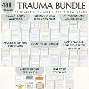 Trauma Therapy Bundle Nervous System Regulation Workbook Adult Trauma Healing Worksheets Somatic Therapy PTSD Recovery Templates CPTSD Guide