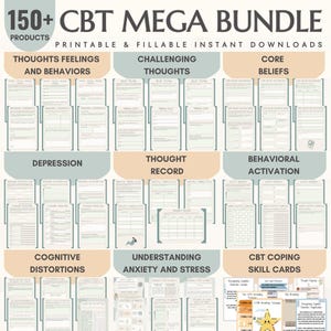 Cognitive Behavioral Therapy Workbook CBT Worksheets Bundle Cognitive Distortion Coping Skills Worksheet CBT Depression for Adults CBT Group