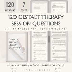 Perguntas da sessão de Gestalt Terapia para o cliente Modelos de perguntas do terapeuta Livro de exercícios de compreensão holística do conselheiro Explorando o kit de conscientização