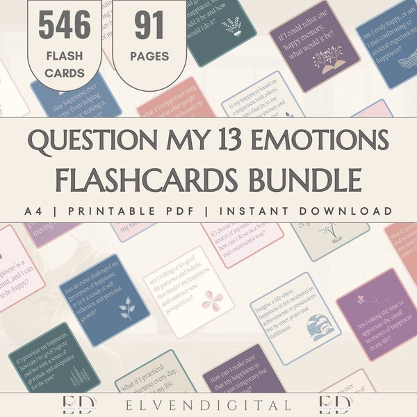 Emotions Flashcards Bundle Printable Flashcards For Therapy Questions About Emotions Cards For Teens Anxiety Journal Prompts Cards Recovery