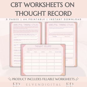 CBT Thought Record CBT Unhelpful Thinking Styles Worksheet Therapy Tools for Teens Counseling Handout Trauma Therapy CBT Anxiety Printable