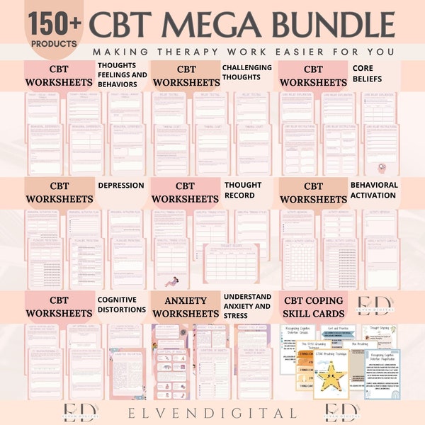 CBT Therapy Worksheets Cbt Bundle for Teens and Adults CBT Coping Skill Cards Therapy CBT Anxiety Printables Counseling Tools Therapist Aid