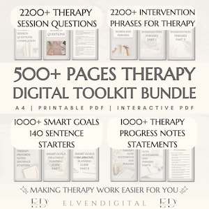 Therapy Bundle Progress Notes Statements Phrases Interventions Questions Goals Treatment Planning Guide Counseling Resource Therapy Tool Kit