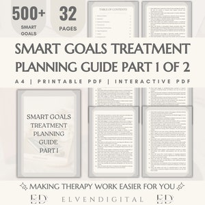 SMART Goals Treatment Planning Guide Therapy Intervention Clinical Phrases Report Writing Therapy Progress Notes for Therapist Documentation