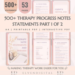 Aantekeningen therapievoortgang Therapiesessies Interventieverklaringen Zinnen Sjablonen voor counseling Interventiebronnen voor therapiesessies