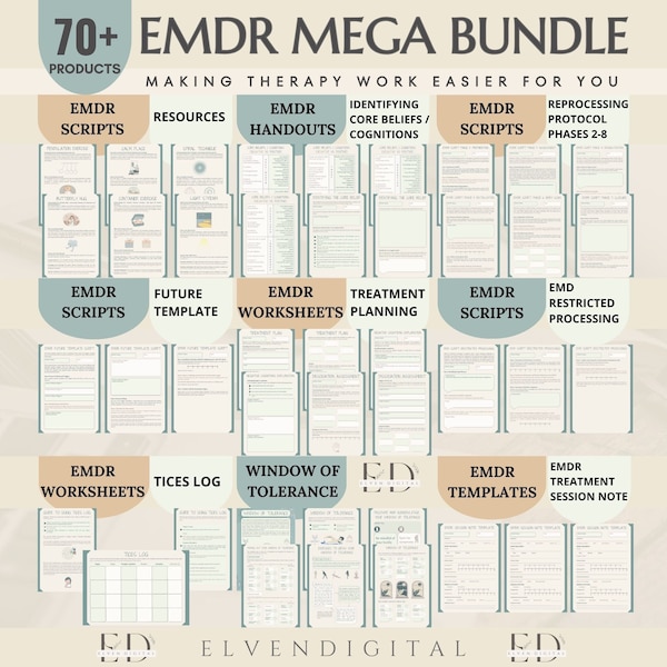 EMDR Worksheets for Therapist EMDR Bundle Therapy Scripts EMDR Handouts Emd Treatment Planning Session Resources emdr Templates Guides Tools