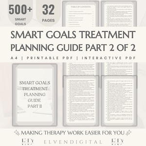 SMART Goals Treatment Planning Guide for Therapist Progress Notes Report Writing Treatment Plan Clinical Words Phrases Therapy Intervention