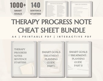 Therapy Goals and Objectives Bundle Clinical Therapy Notes Therapist Cheat Sheets Documentation Progress Note Reference Sheet Therapy Bundle