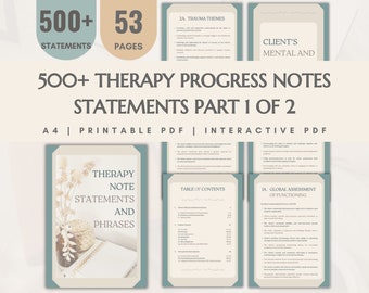 Notizen zum Psychotherapie-Fortschritt Referenzen, Therapie-Praxis-Dokumentation, Therapist-Ressourcen, Kunden-Psychologie-Statement Statements Templates
