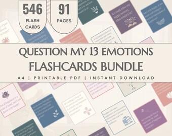 Emotions Flashcards Bundle Printable Flashcards For Therapy Questions About Emotions Cards For Teens Anxiety Journal Prompts Cards Recovery