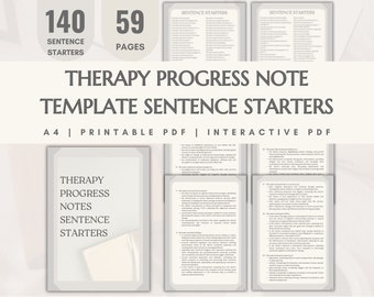 Therapy Progress Notes Sentence Starters Words Phrases Statements Cheat Sheet for Therapist CBT DBT Reporting Writing Psychotherapy Process