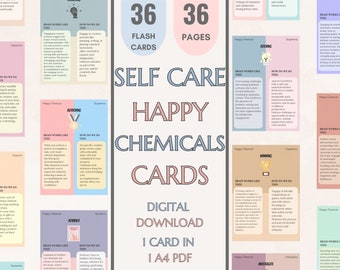 Self Care Card Deck Happy Chemicals Printable Happiness Kits Self Love Care Package Self Care Items Self Care Kit Stress Relief CBT Therapy