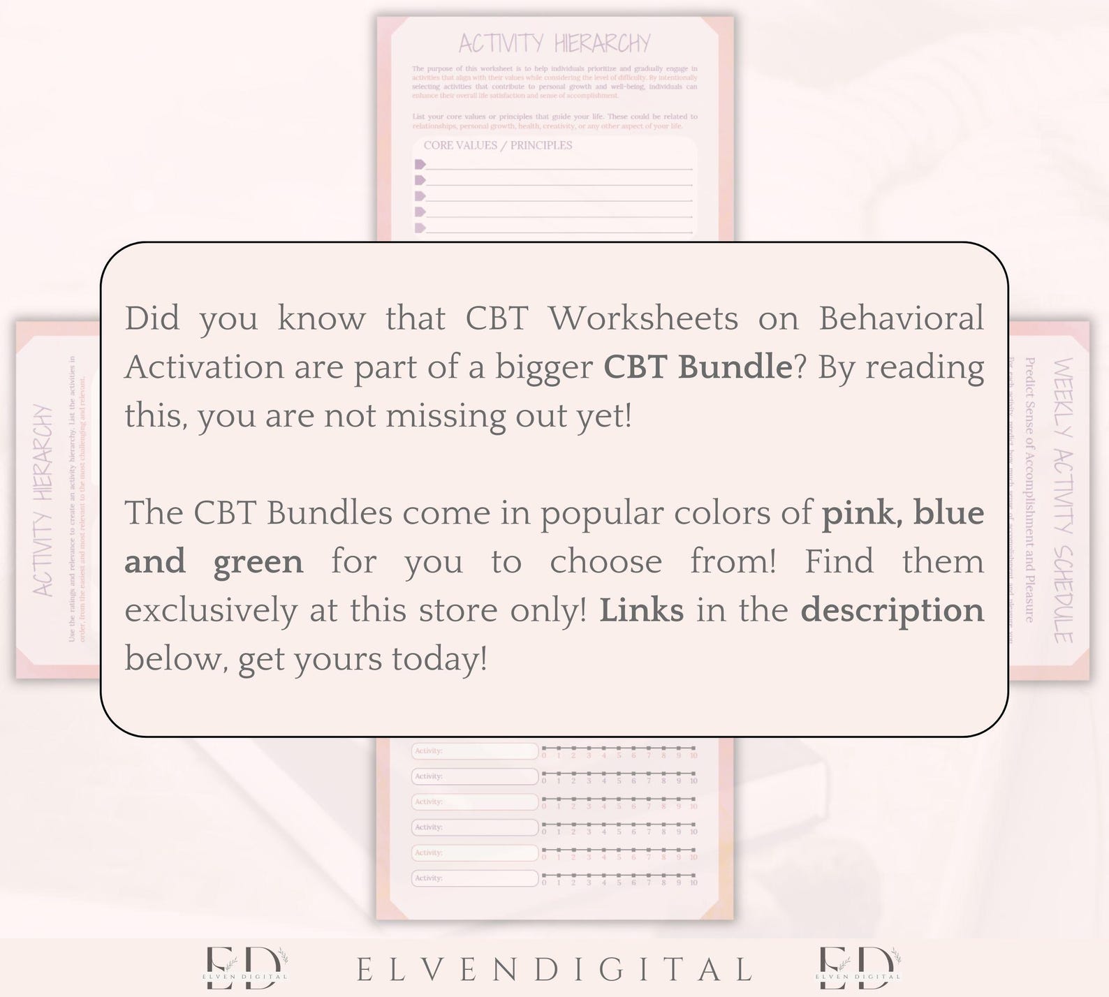 CBT Worksheets Behavioral Activation Cognitive Behavioral Therapy ...