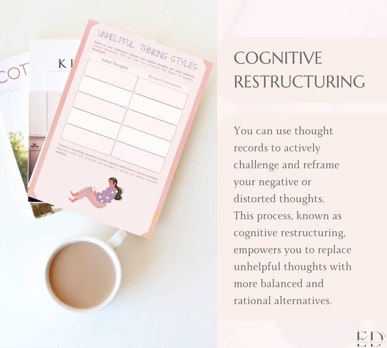 CBT Thought Record CBT Unhelpful Thinking Styles Worksheet Therapy Tools for Teens Counseling Handout Trauma Therapy CBT Anxiety Printable image 6