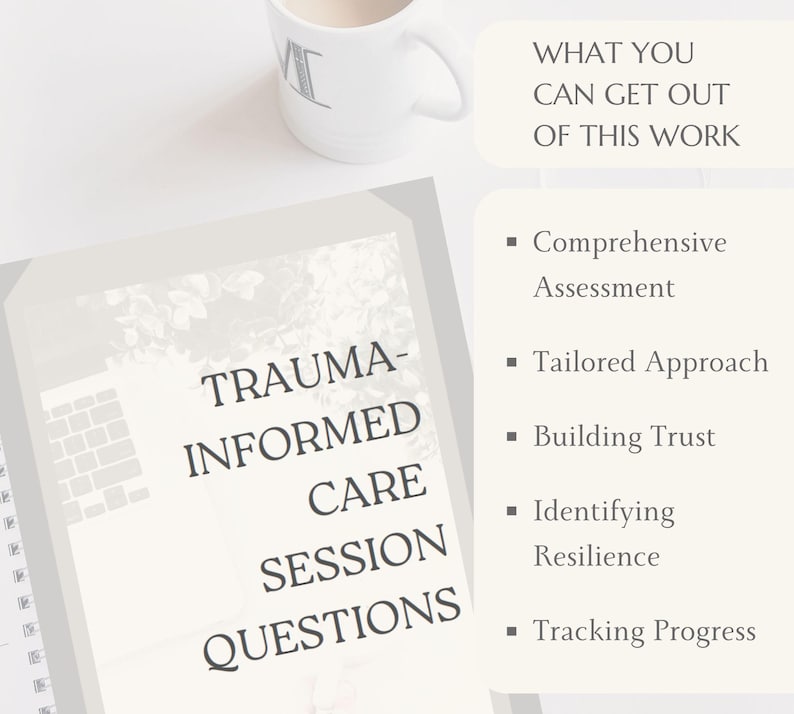 Preguntas de terapia informada sobre trauma: Asesoramiento para clientes, plantilla para terapeutas (PDF imprimible e interactivo, descarga digital) imagen 3