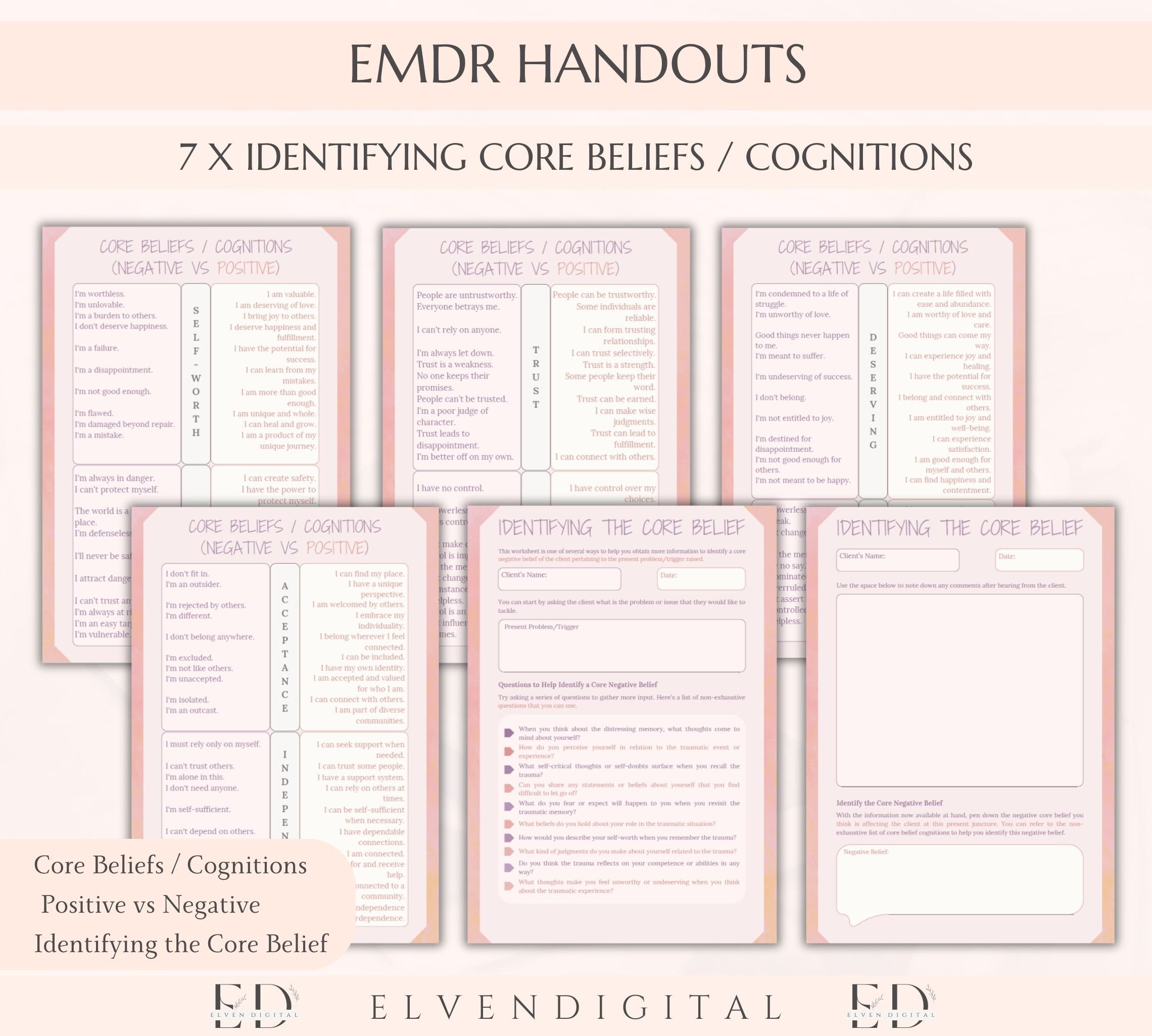 EMDR Worksheet Bundle EMDR Script for Therapist EMDR Therapy Worksheets ...