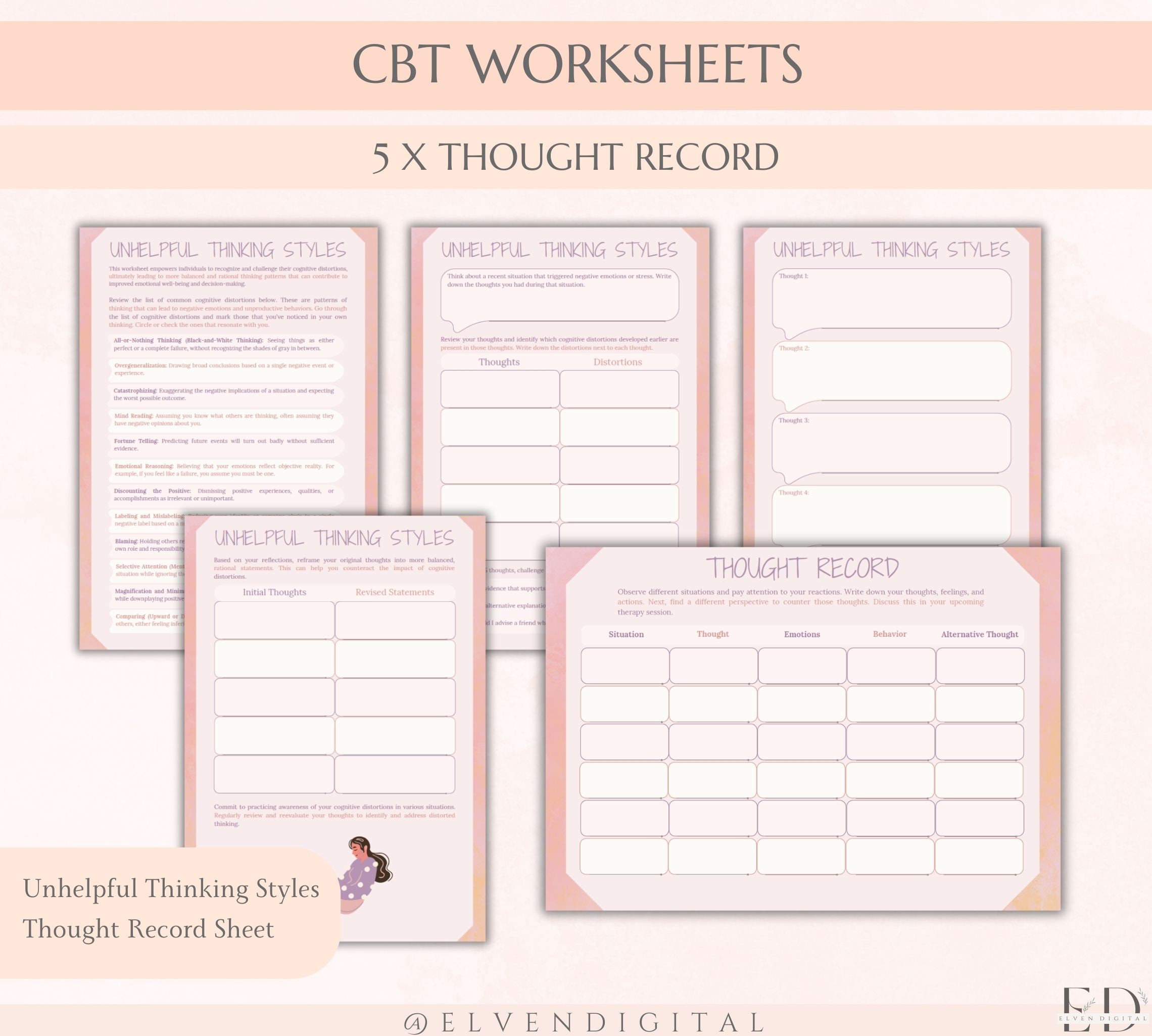 CBT Therapy Worksheets Cbt Bundle for Teens and Adults CBT - Etsy Australia