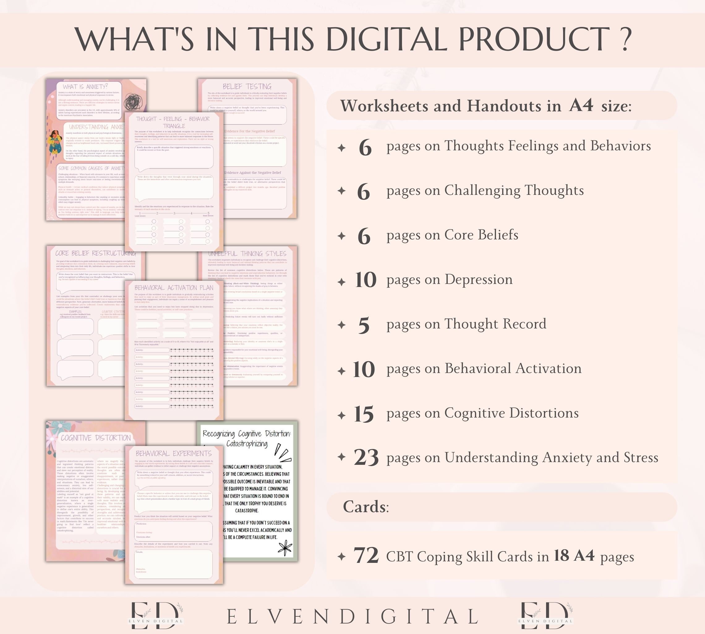 CBT Therapy Worksheets Cbt Bundle for Teens and Adults CBT Coping Skill ...