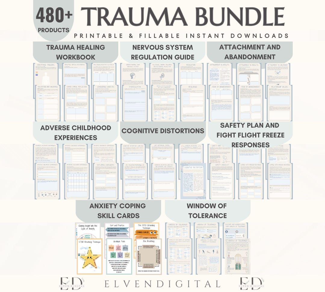 Trauma Therapy Bundle Nervous System Regulation Workbook Adult Trauma ...