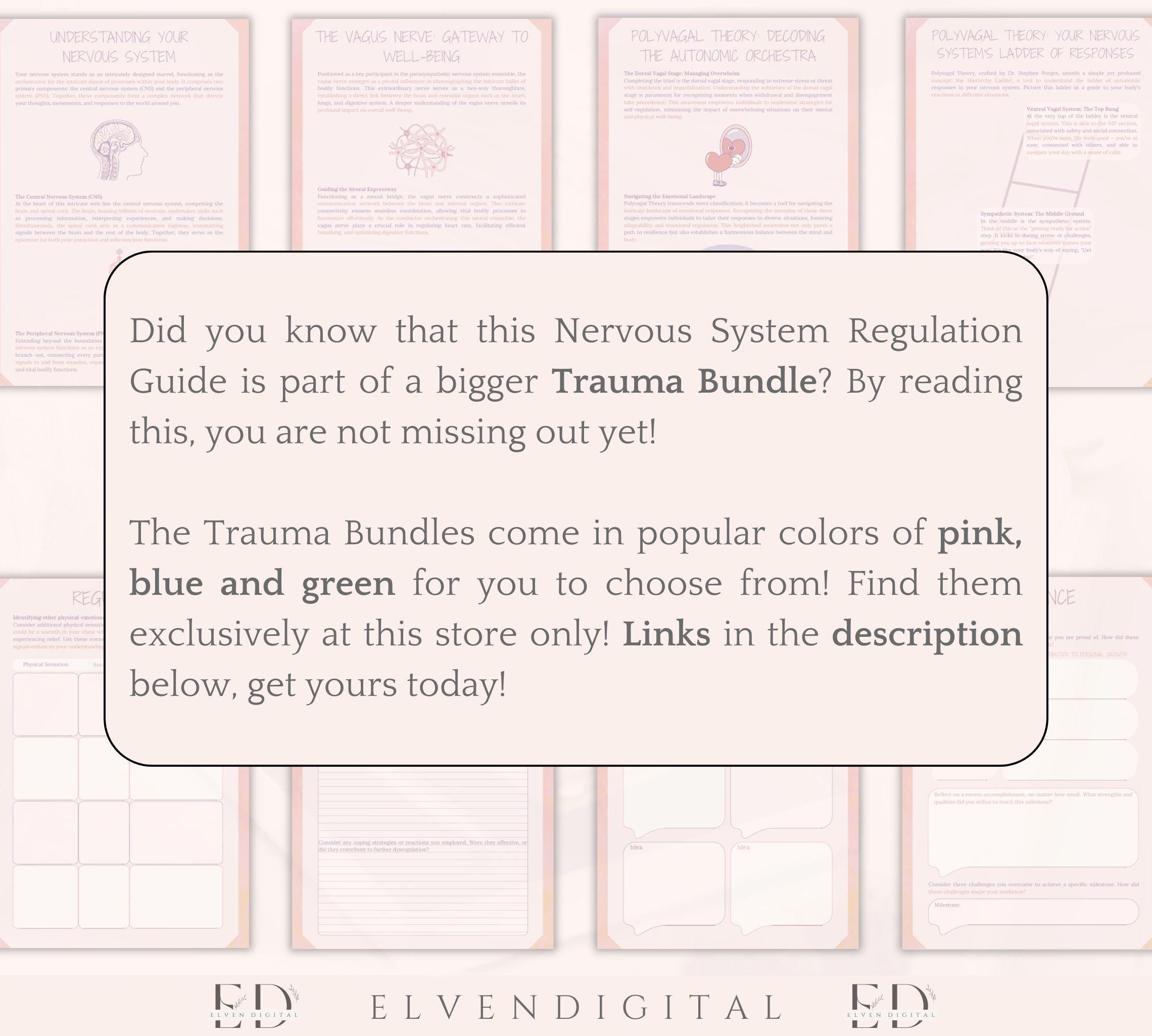 Nervous System Regulation Worksheets Trauma Coping Skills Workbook ...