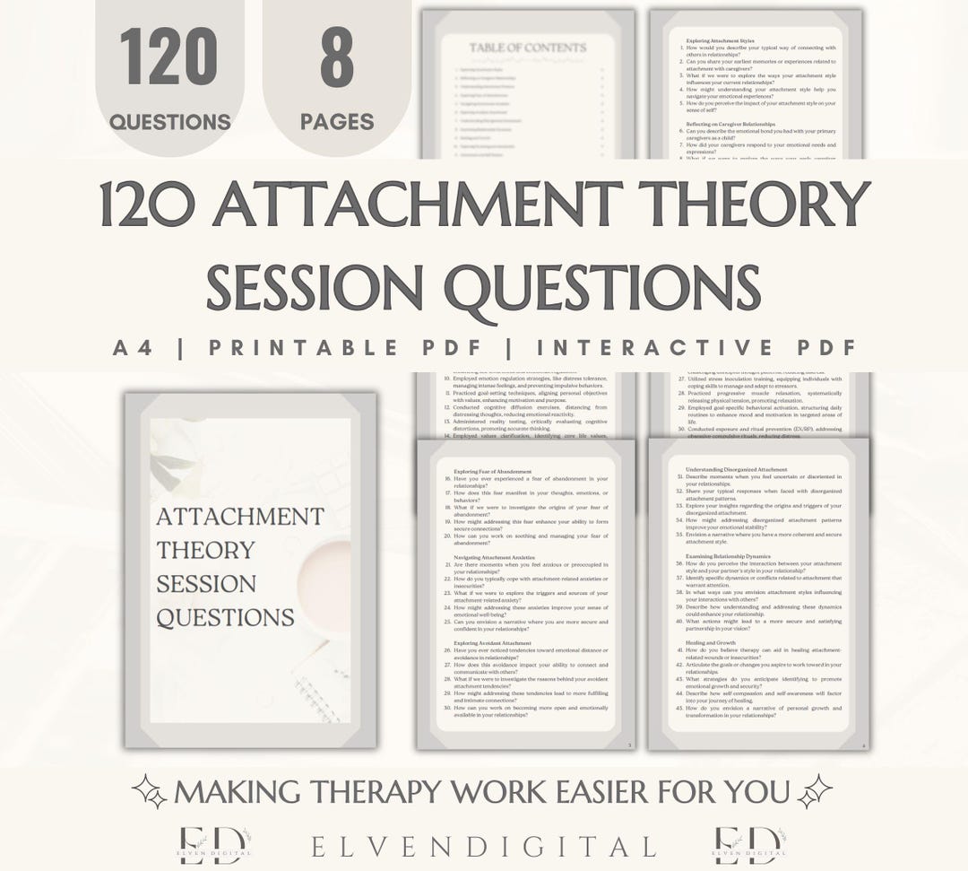 Attachment Theory Therapy Questions Adult Attachment Therapy Worksheets ...