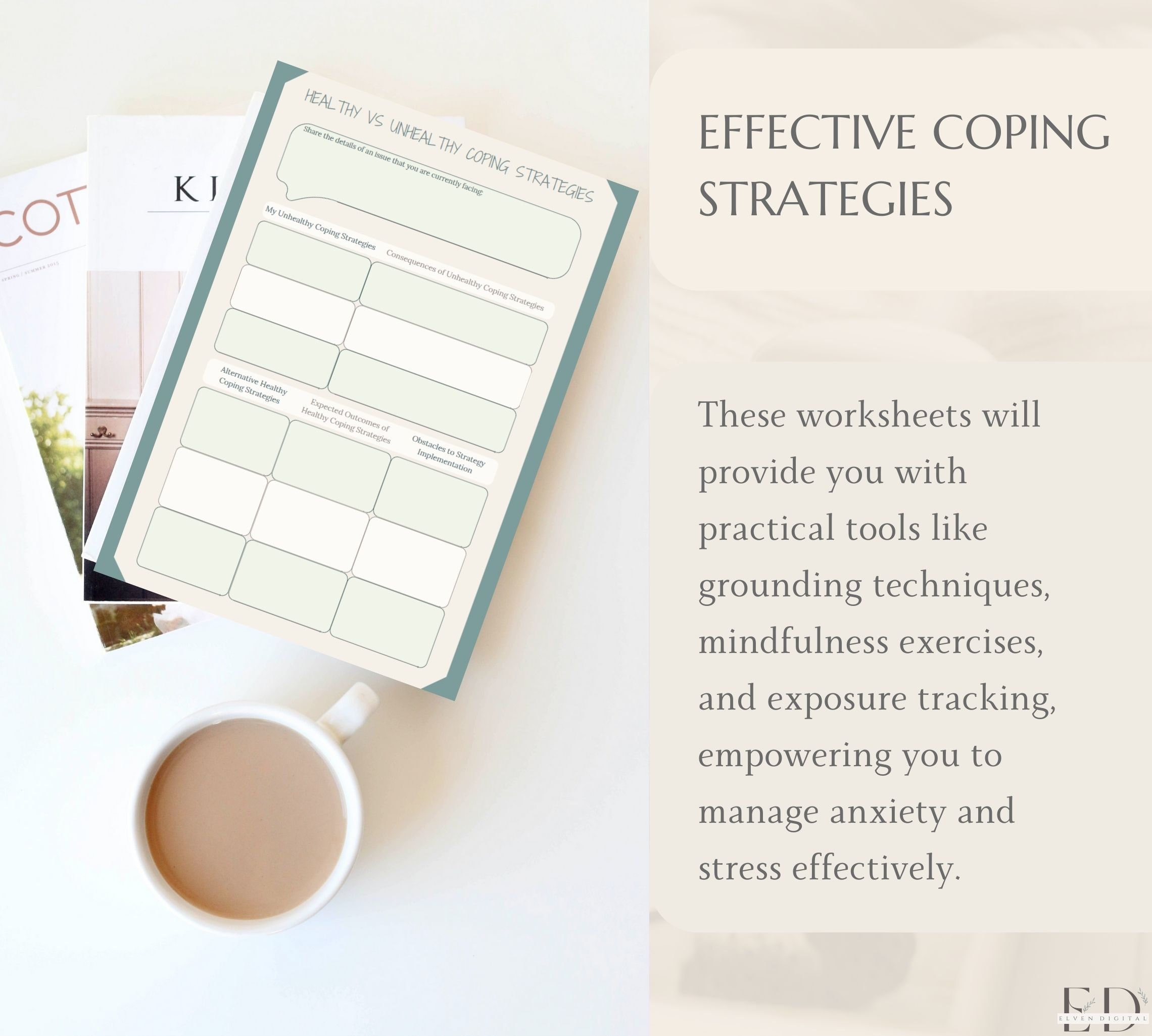 Anxiety Worksheets for Therapist Anxiety Coping Skills Worksheets for ...