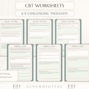 Cognitive Behavioral Therapy Workbook CBT Worksheets Bundle Cognitive ...