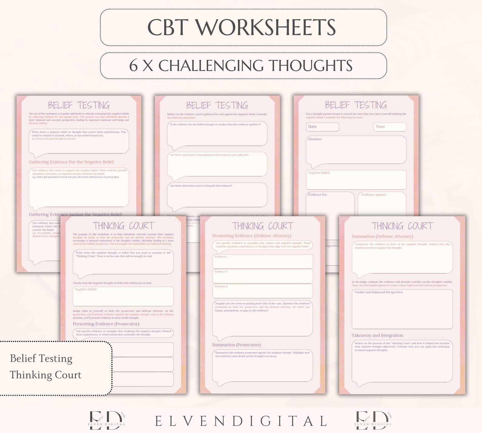 CBT Therapy Worksheets Cbt Bundle for Teens and Adults CBT Coping Skill ...