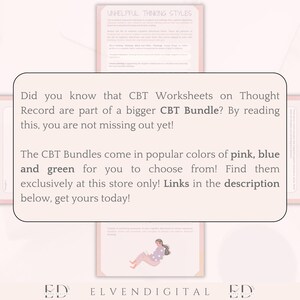CBT Thought Record CBT Unhelpful Thinking Styles Worksheet Therapy Tools for Teens Counseling Handout Trauma Therapy CBT Anxiety Printable image 9