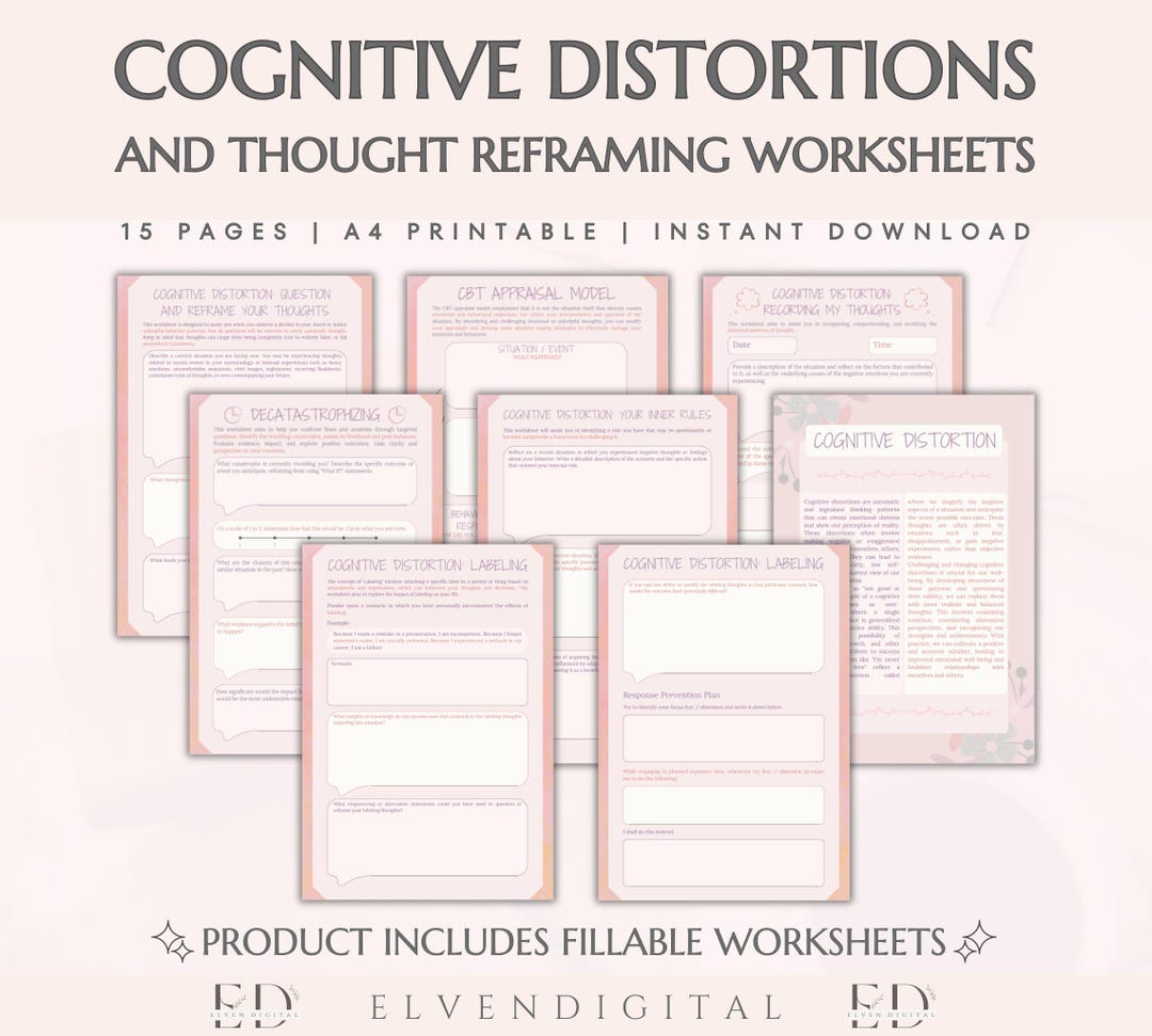 Cognitive Distortion Worksheets Therapy Cognitive Psychology Worksheets ...