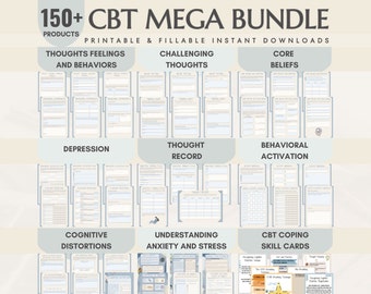 CBT Worksheets for Adults Cbt Worksheet Bundle CBT Therapy Worksheets Cbt Therapist Cheat Sheet Template Anxiety Journal Cognitive Workbook