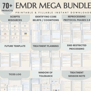EMDRワークシートバンドル 眼球運動心理療法バンドル セラピスト向けEMDRスクリプト EMDRリソースツール EMDRテンプレート セラピーワークシート
