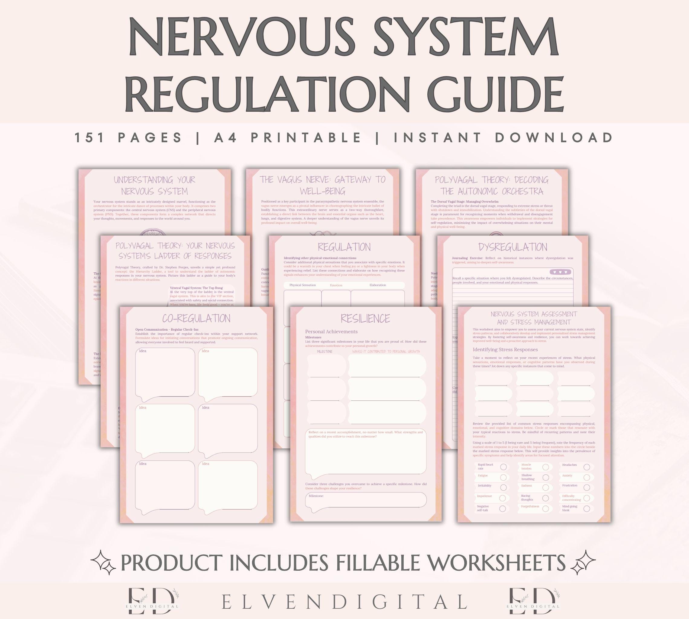 Nervous System Regulation Worksheets Trauma Coping Skills Workbook ...