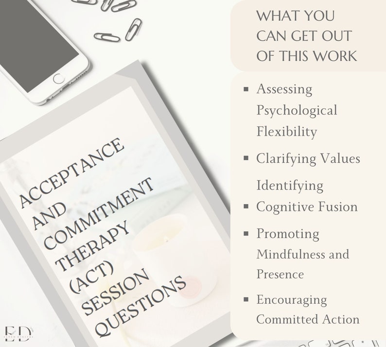 ACT Therapy Questions Therapy Practice Tools ACT Counseling Workbook ...