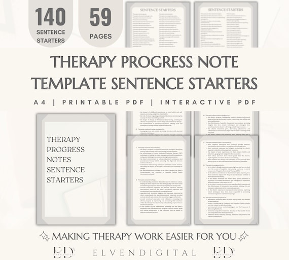 Therapy Progress Notes Sentence Starters Words Phrases Statements Cheat Sheet for Therapist CBT DBT Reporting Writing Psychotherapy Process