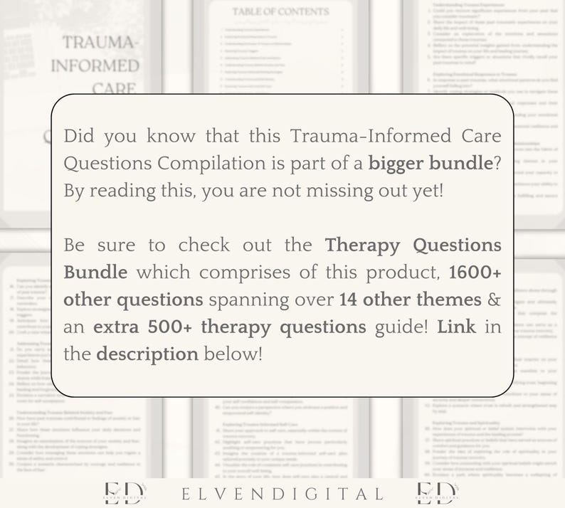 Preguntas de terapia informada sobre trauma: Asesoramiento para clientes, plantilla para terapeutas (PDF imprimible e interactivo, descarga digital) imagen 11