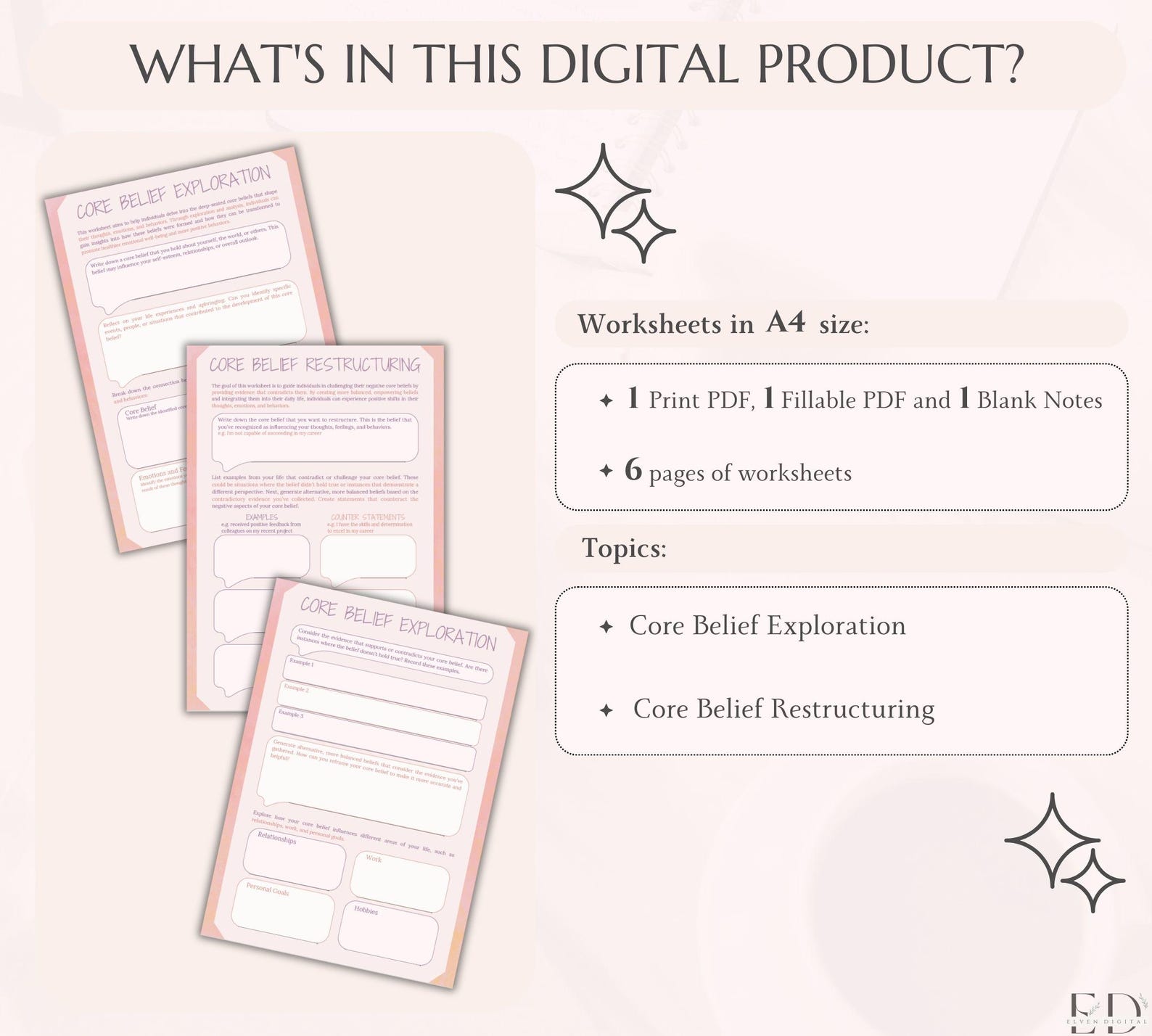 CBT Worksheets Core Beliefs Therapy Worksheet for Teens and Adults ...