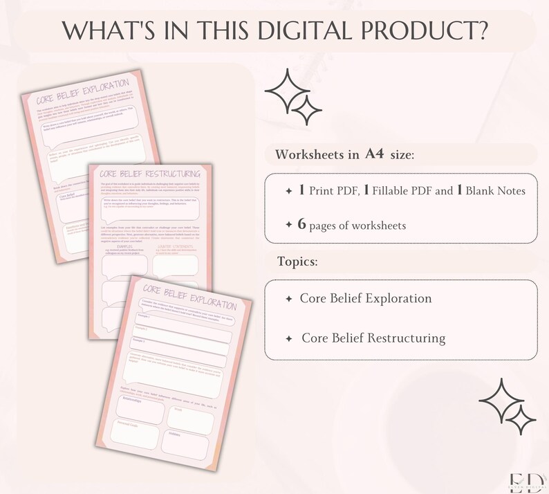 CBT Worksheets Core Beliefs Therapy Worksheet for Teens and Adults ...