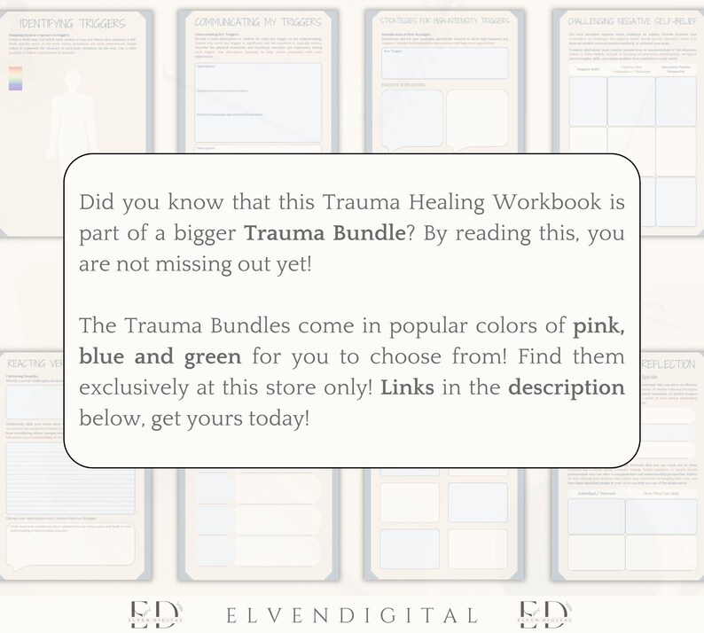 Trauma Therapy Worksheets Trauma Healing Workbook Trauma Therapist ...
