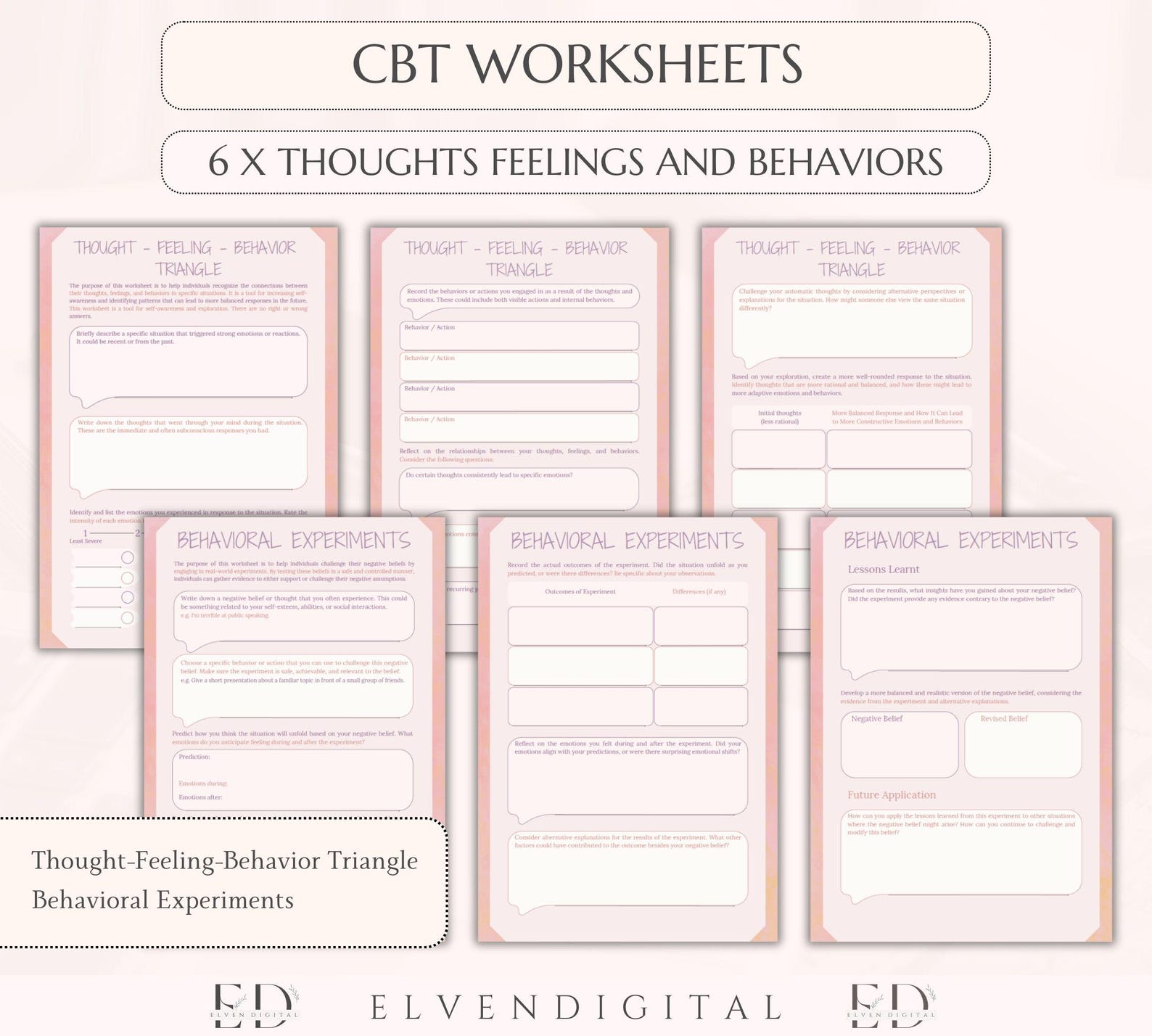 CBT Therapy Worksheets Cbt Bundle for Teens and Adults CBT Coping Skill ...