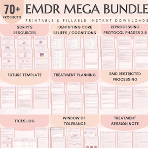 EMDR-werkbladbundel EMDR-script voor therapeut EMDR-therapiewerkbladen Emdr-hulpmiddelen Emdr-hulpbronnen Oogbewegingen Desensibilisatie Opwerking