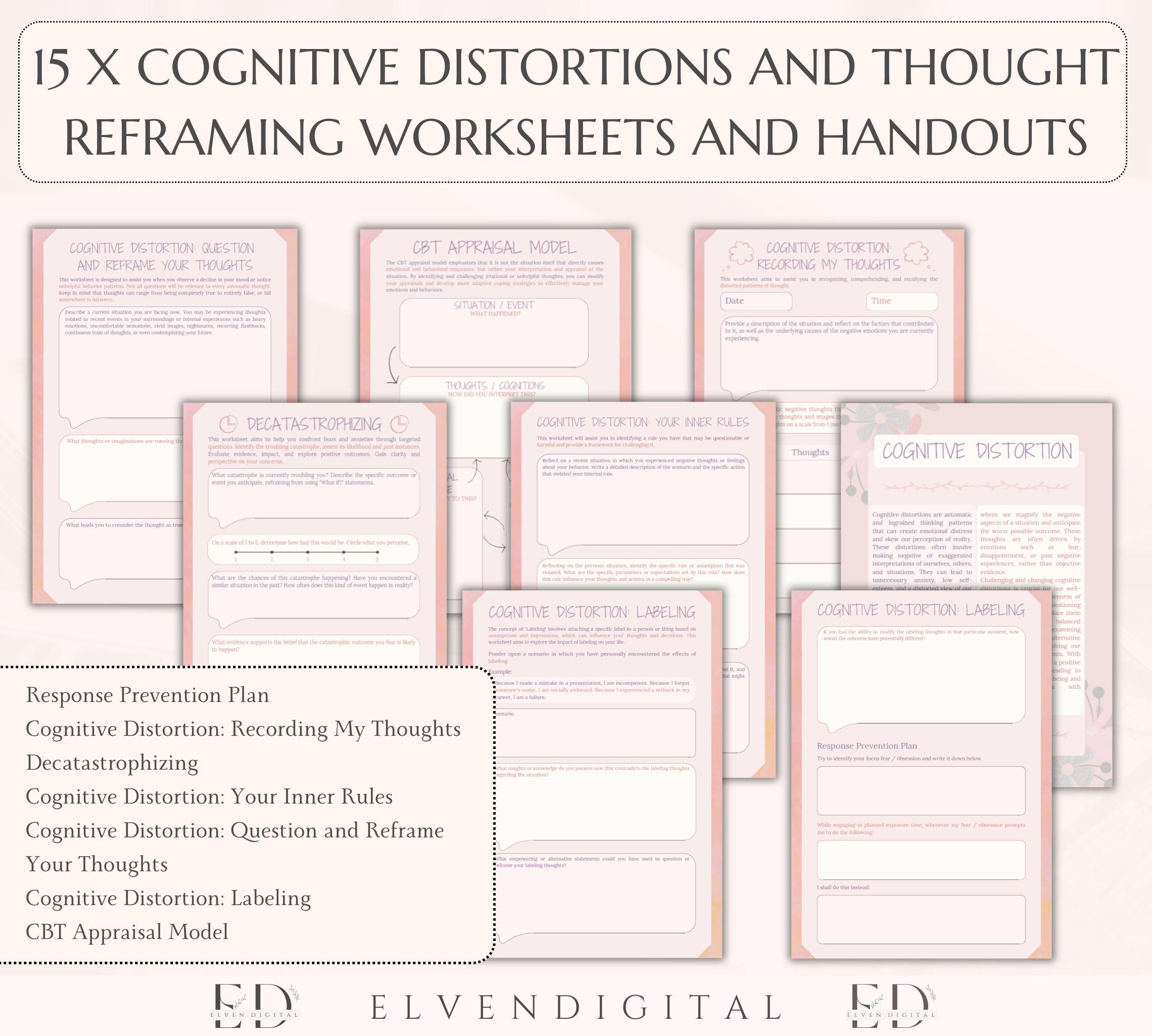 CBT Therapy Worksheets Cbt Bundle for Teens and Adults CBT Coping Skill ...