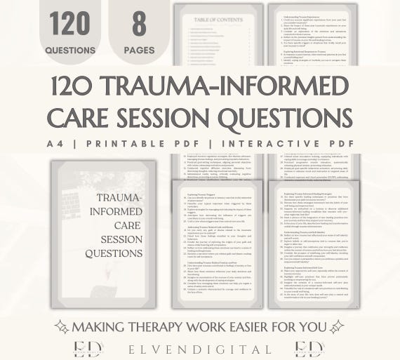 Trauma Informed Therapy Questions: Client Counseling, Therapist Template (Printable and Interactive PDFs, Digital Download)