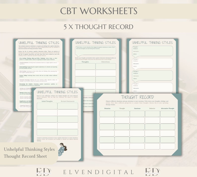 CBT Coping Skill Cards Cbt Therapy Bundle Cognitive Distortion Poster ...