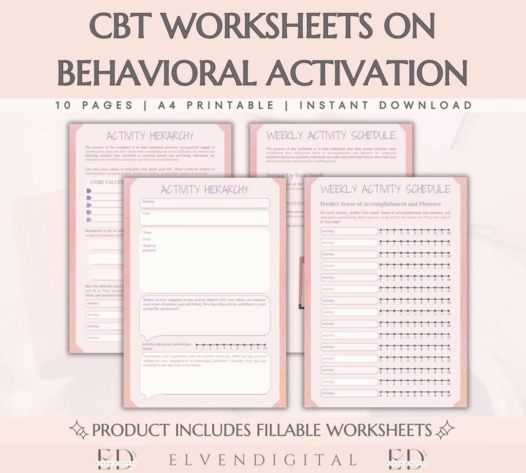 CBT Worksheets Behavioral Activation Cognitive Behavioral Therapy Activity Schedule Counseling