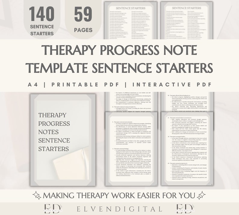 Therapy Progress Notes Sentence Starters Words Phrases Statements Cheat