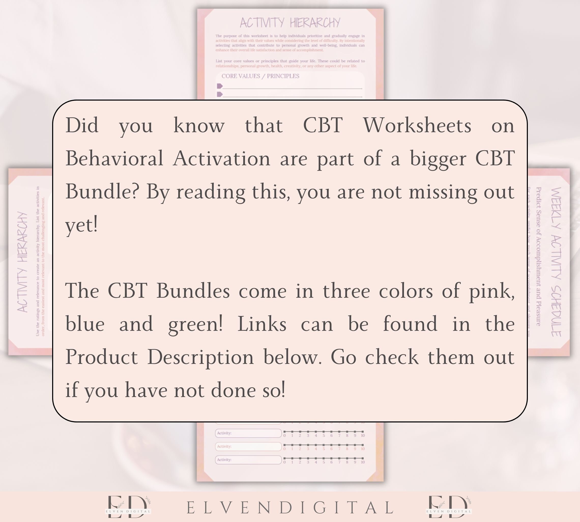 CBT Worksheets Behavioral Activation Cognitive Behavioral Therapy ...