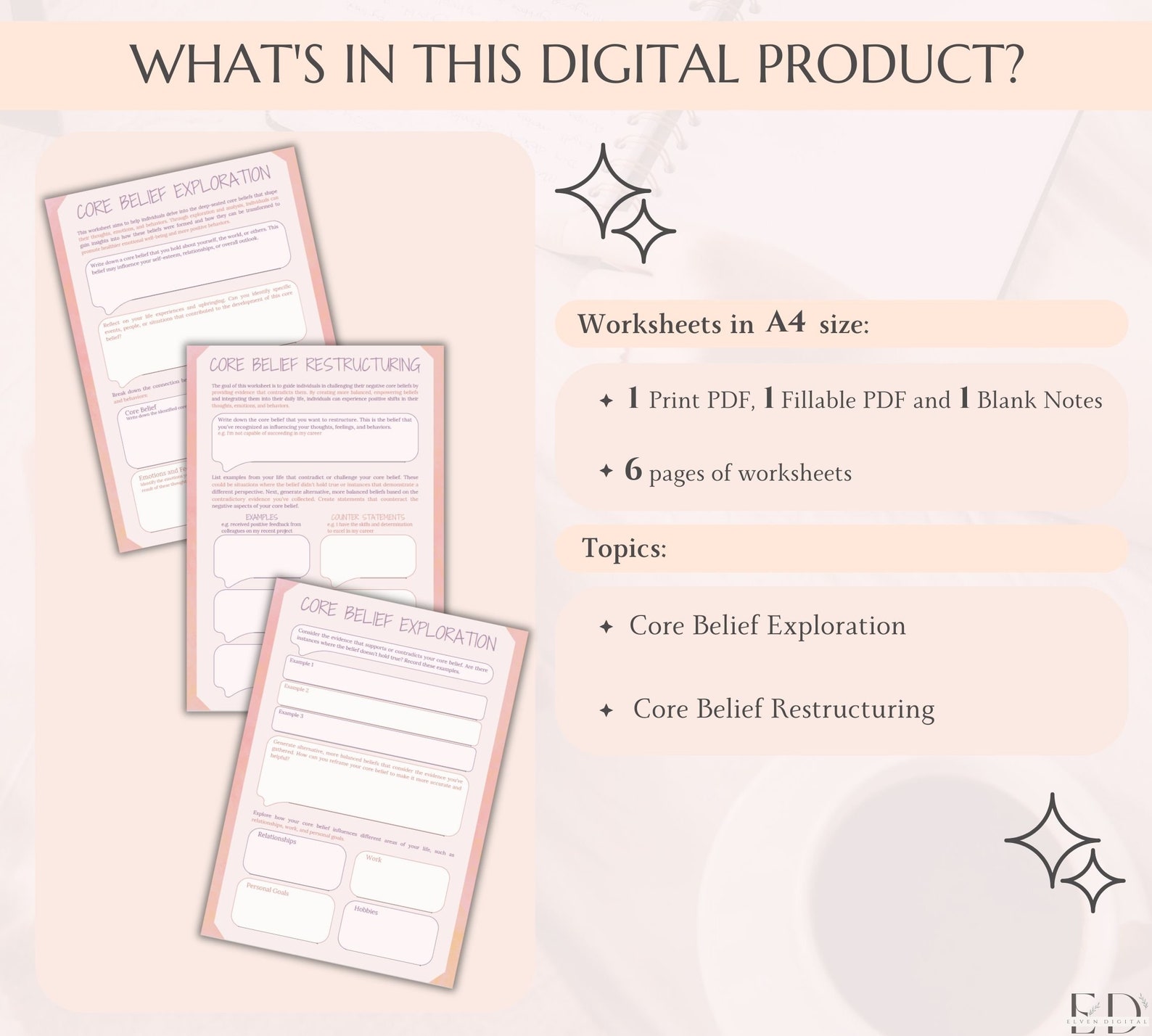 CBT Worksheets Core Beliefs Therapy Worksheet for Teens and Adults ...