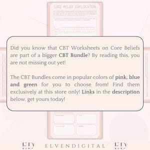 CBT Worksheets Core Beliefs Therapy Worksheet for Teens and Adults ...