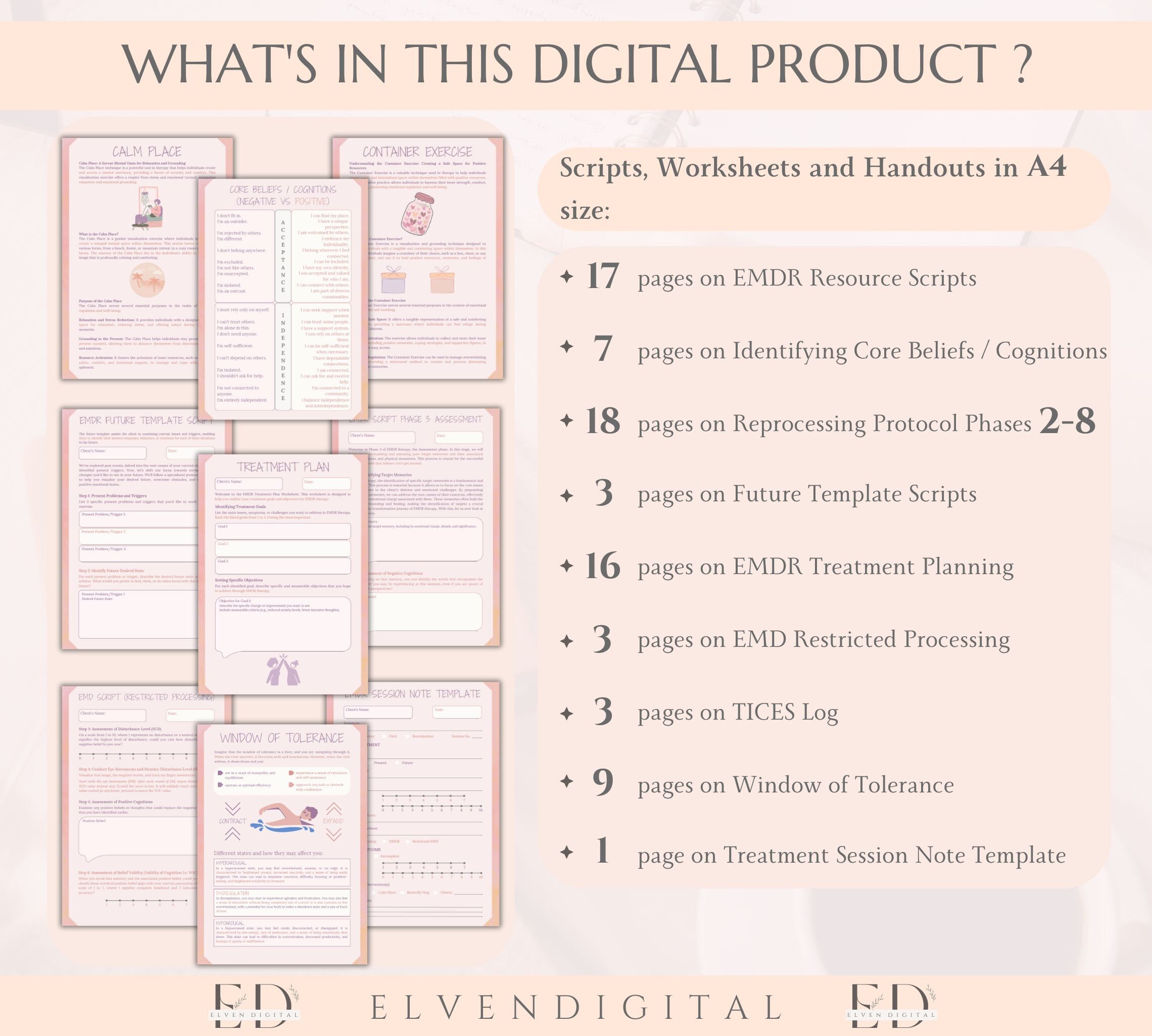 EMDR Worksheet Bundle EMDR Script for Therapist EMDR Therapy Worksheets ...
